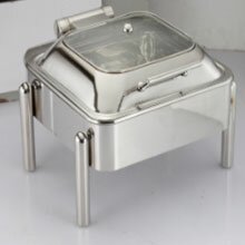 Square Glass Lid Chafer With Pipe leg